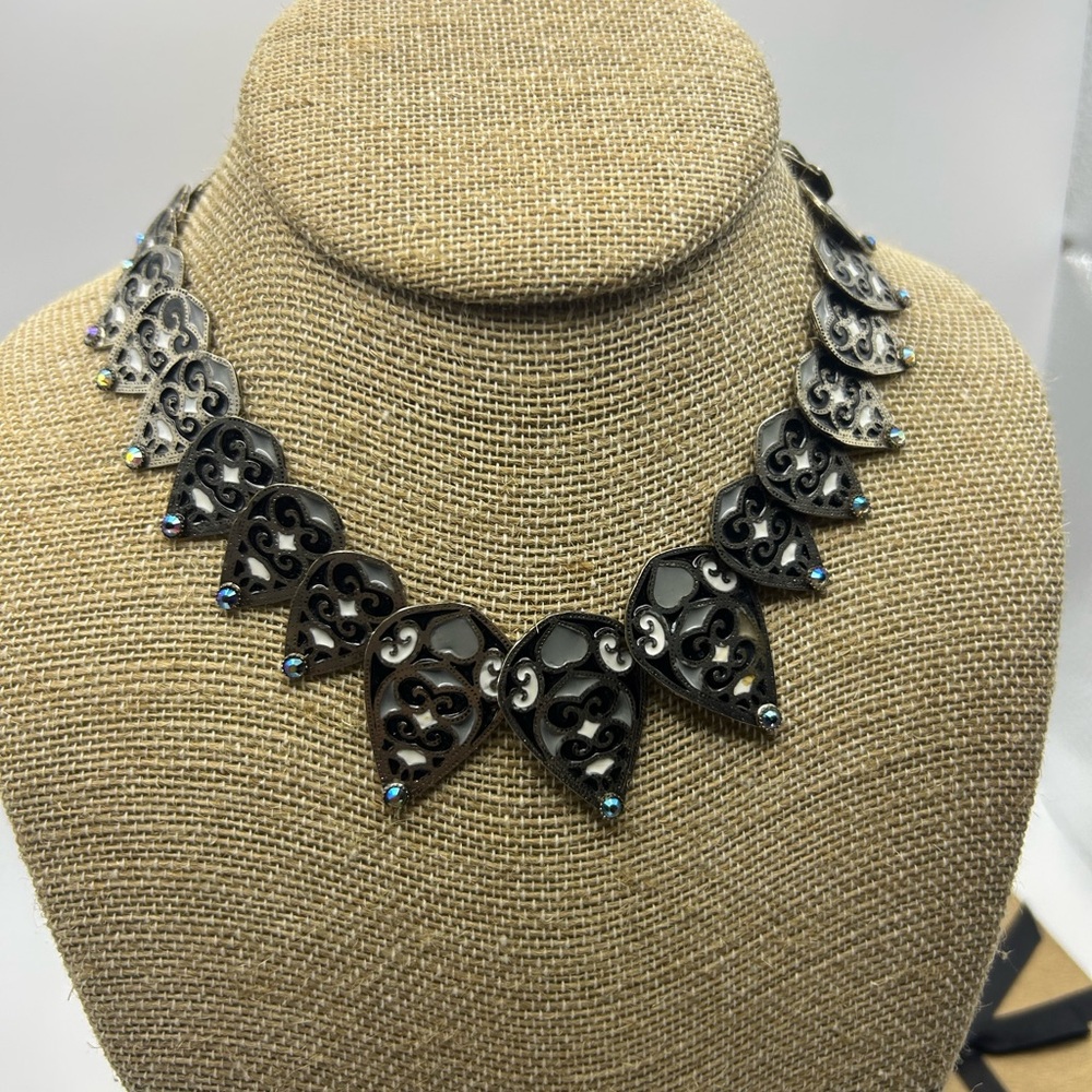 Fresh Flowers Black Filigree Statement Necklace | Gothic Floral | Adjustable
